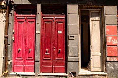 Closed door of building