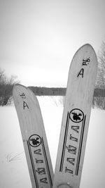 Close-up of text on snow