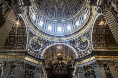 Low angle view of st. peter's basilica, vatican city, italy. beautiful arches and design. 