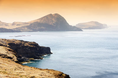 Scenic view of sea at sunset