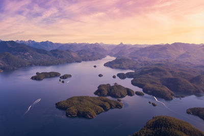 Aerial view of rocks and mountains against sky