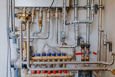 Close-up of pipes in factory