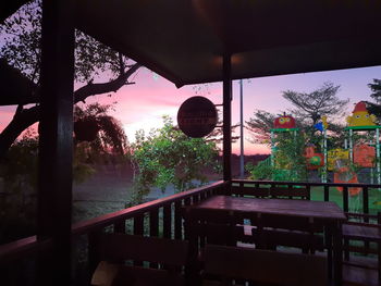 Trees and plants seen through glass window