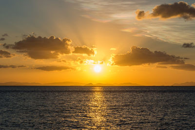 Scenic view of sea at sunset