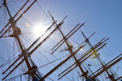 Mast of a sailing ship on a sunny day