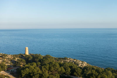 Scenic view of sea against clear sky