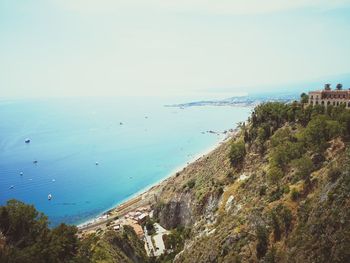 High angle view of sea against sky