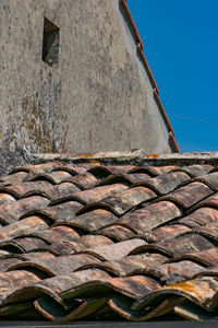 Low angle view of roof on sunny day