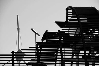 Low angle view of staircase against clear sky