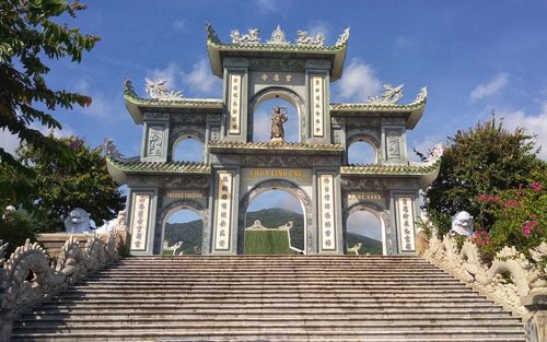 Impressive entrance door of the lady buddha temple in da nang, vietnam.