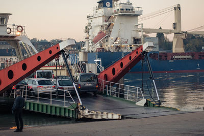 Cars parked in ferry boat