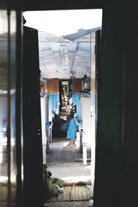 View of built structure in front of river
