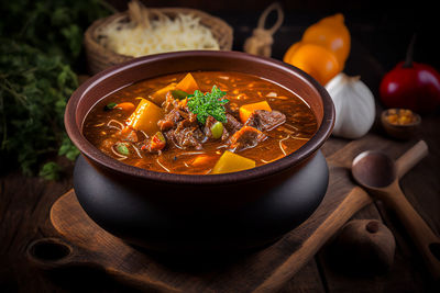 Close-up of soup in bowl