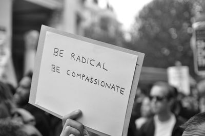 Close-up of information sign