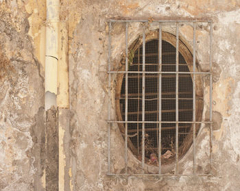 Close-up of window on old building