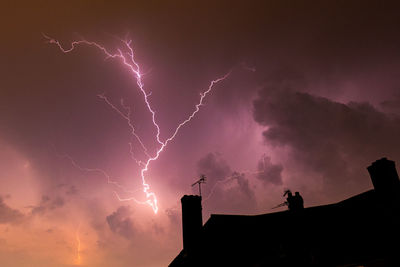 Low angle view of lightning in sky