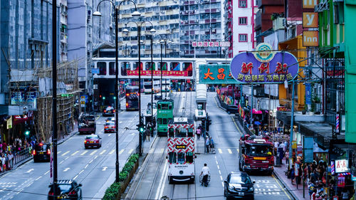 High angle view of traffic on city street