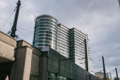 Low angle view of modern building against sky