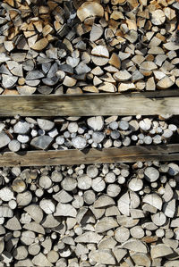 Full frame shot of logs in forest