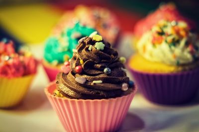 Close-up of cupcakes on table