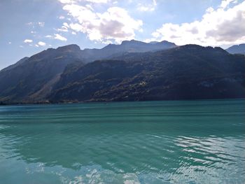 Scenic view of sea and mountains