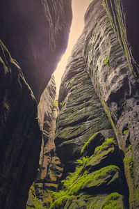 Low angle view of rock formation on land