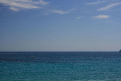 Scenic view of sea against blue sky