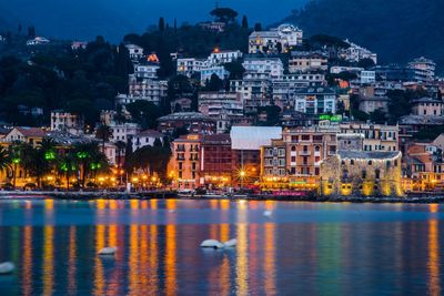 Illuminated city at night