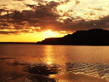 Scenic view of sea at sunset