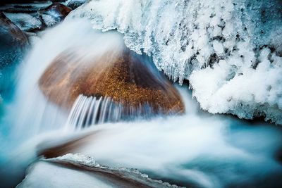 High angle view of river during winter