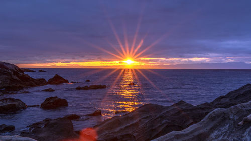 Scenic view of sea against sky during sunset