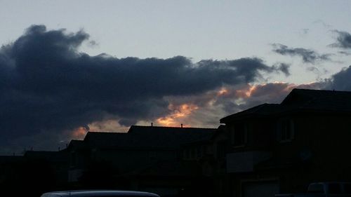 Houses against cloudy sky