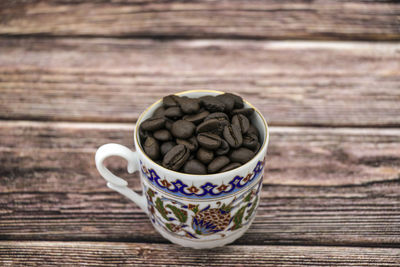 Close-up of coffee cup on table