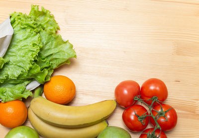 High angle view of vegetables on table