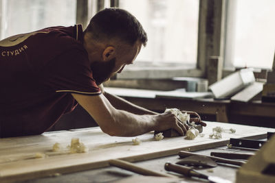 Man working on table