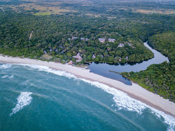 High angle view of swimming pool by sea