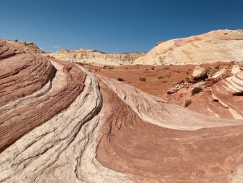 Scenic view of desert against clear sky