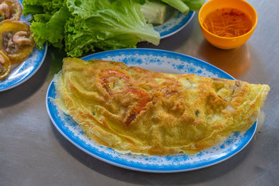 Close-up of food in plate on table