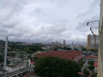 High angle view of cityscape against sky