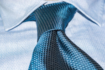 Close-up of necktie on shirt