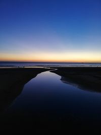 Scenic view of sea against clear sky at sunset