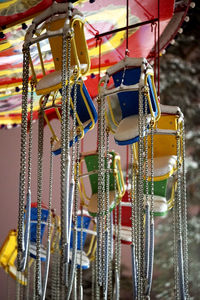 Close-up of clothes hanging on rope