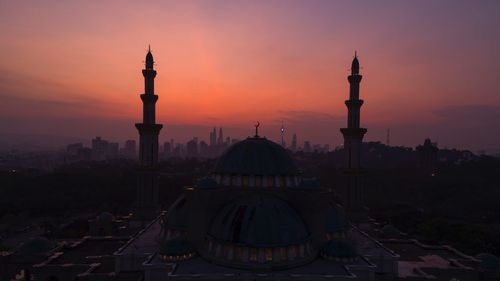 View of cityscape at sunset