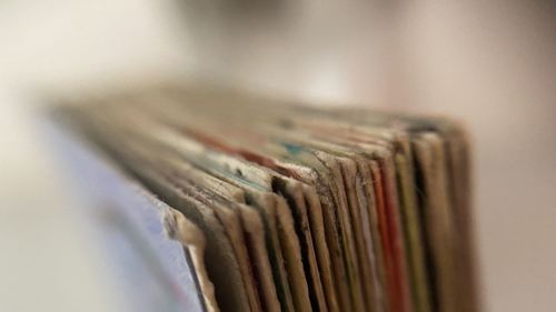 Close-up of papers on table