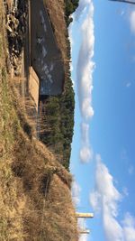 Scenic view of field against cloudy sky