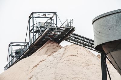 Low angle view of staircase against clear sky