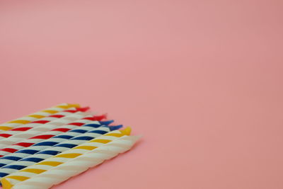 High angle view of multi colored pencils on table