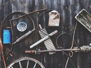 Old tools on a wooden background