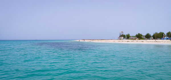 Scenic view of sea against clear sky