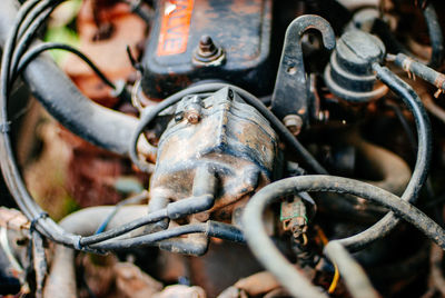 Close-up of rusty bicycle wheel